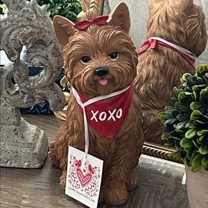 NEW! Valentine’s Day Yorkshire Terrier Dog Red Bandana Statue